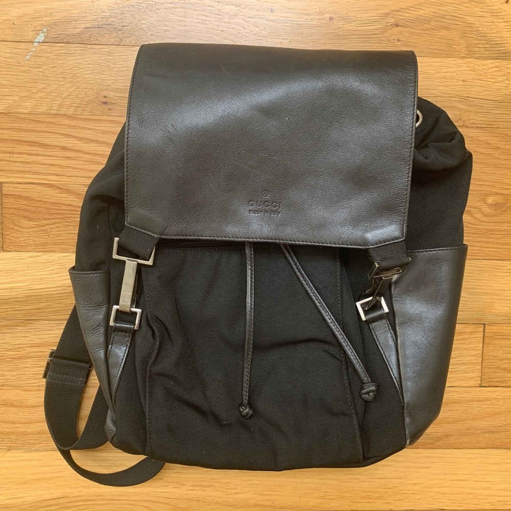 GUCCI black nylon Backpack